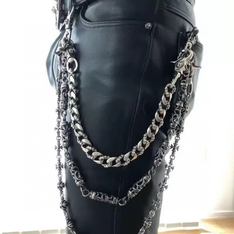 Chrome Hearts Sterling Silver Floral Design Chain Necklace